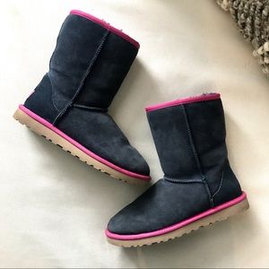 UGG Classic Short Boots - Navy and Pink